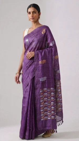 Mahima Purple Pure Tussar Saree | 2026 Exclusive