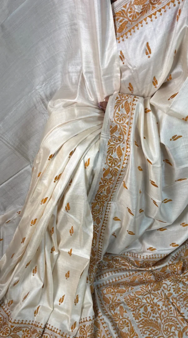 Aasna Pure Tussar Silk Kantha Embroidered Saree