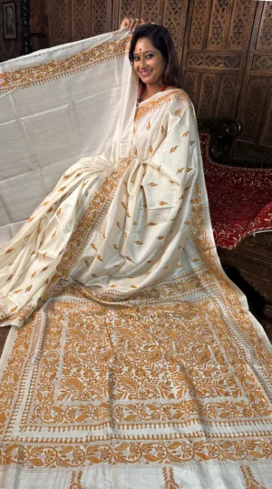 Aasna Pure Tussar Silk Kantha Embroidered Saree