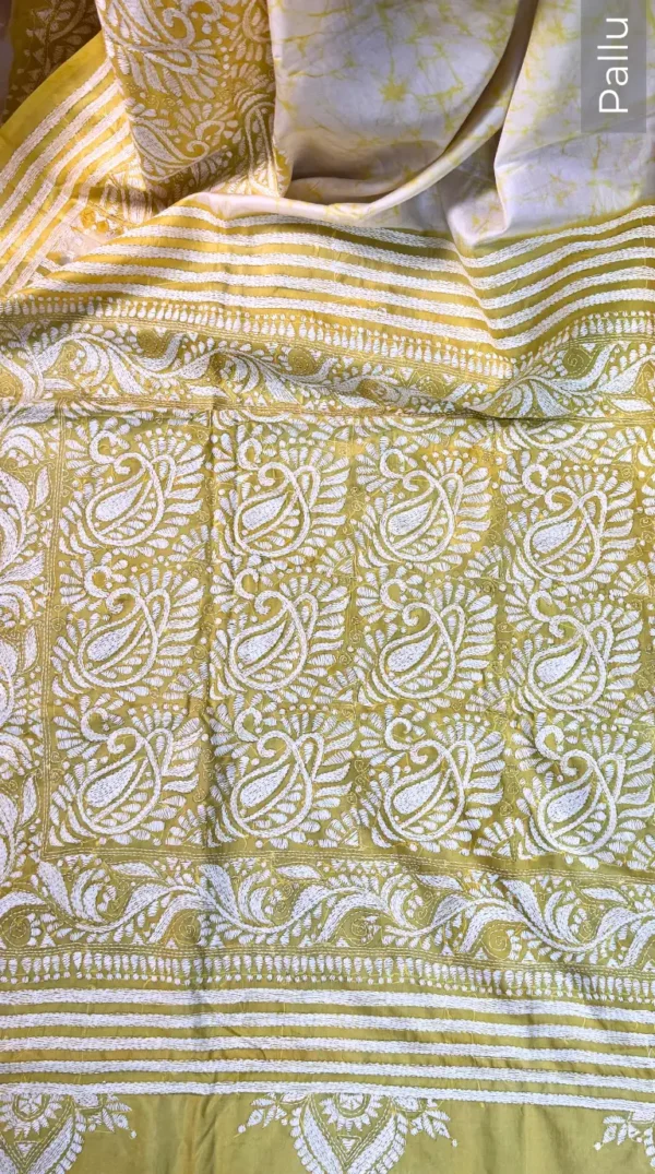 Purvita Pure Tussar Silk Batik Kantha Fusion Saree