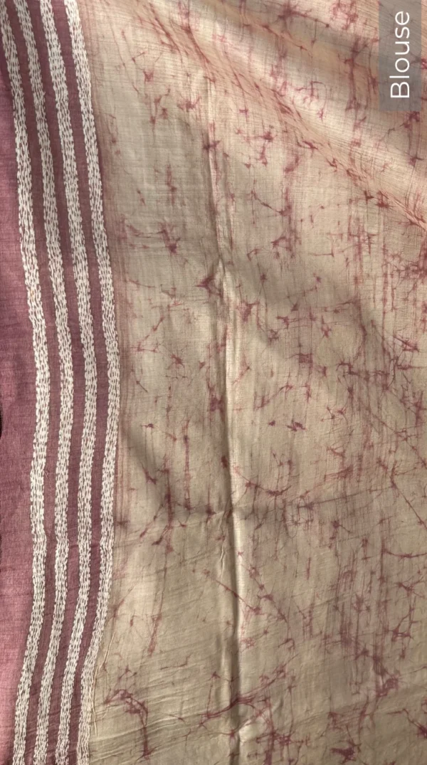 Mahvika Pure Tussar Silk Batik Kantha Fusion Saree