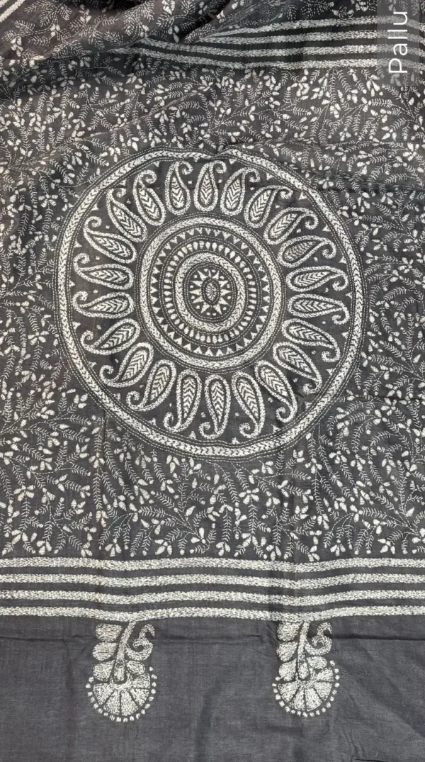 Dishna Pure Tussar Silk Batik Kantha Fusion Saree