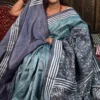 Dishna Pure Tussar Silk Batik Kantha Fusion Saree