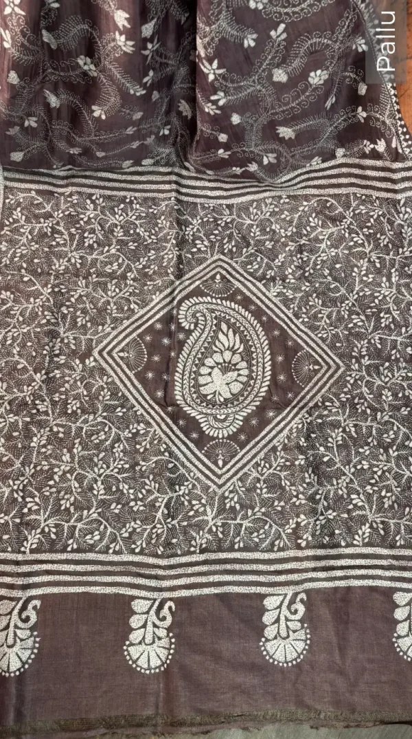 Reshma Pure Tussar Silk Batik Kantha Fusion Saree