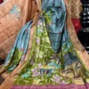 Enlightened Fusion Kantha & Gujrati Embroidered Tussar Saree