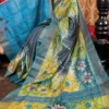 Serene Fusion Kantha & Gujrati Embroidered Tussar Saree