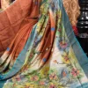 Floral Fusion Kantha & Gujrati Embroidered Tussar Saree