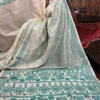 Devika Beige Pure Tussar Silk Kantha Embroidered Saree