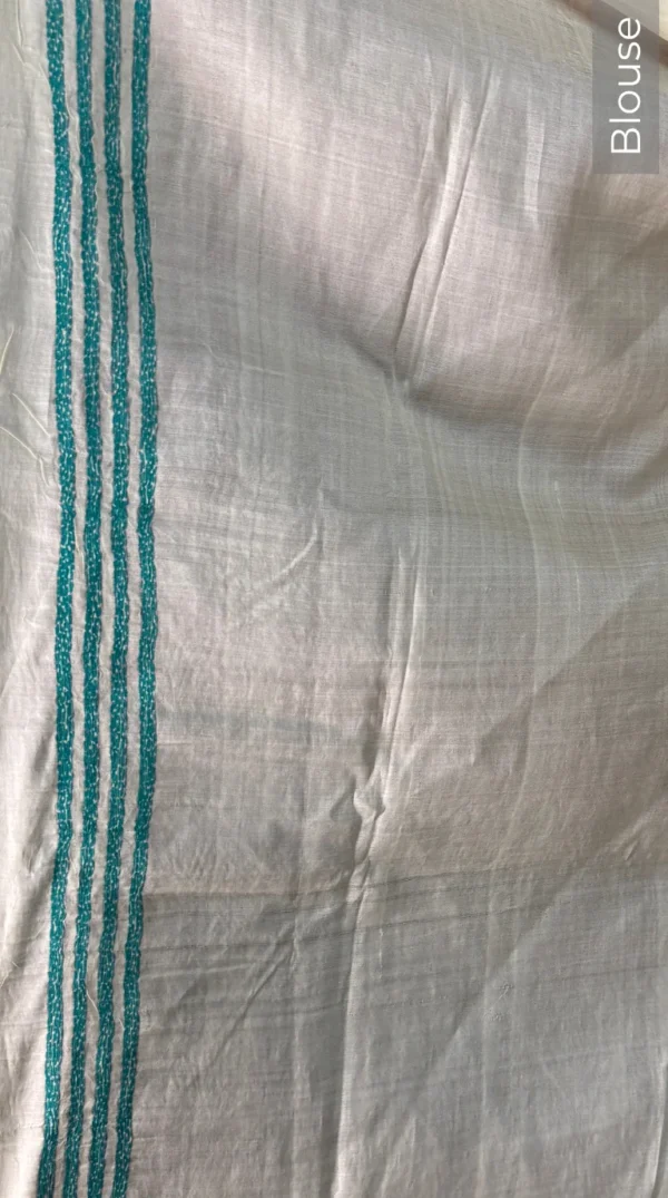Devika Beige Pure Tussar Silk Kantha Embroidered Saree