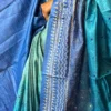 Ombre Blue Pure Tussar Silk Kantha Embroidered Saree