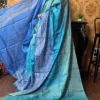 Ombre Blue Pure Tussar Silk Kantha Embroidered Saree