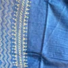 Ombre Blue Pure Tussar Silk Kantha Embroidered Saree