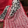 Usha Red Pure Tussar Silk Kantha Embroidered Saree