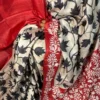 Usha Red Pure Tussar Silk Kantha Embroidered Saree
