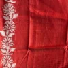 Usha Red Pure Tussar Silk Kantha Embroidered Saree