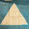 Ocean Blue Pure Tussar Silk Fusion Kantha Embroidered Saree