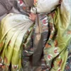 Kalmi Olive Pure Tussar Silk Kantha Embroidered Saree