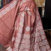 Abstract Brown Pure Tussar Silk Gujrati Embroidered Saree