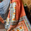 Orange Blossom Pure Tussar Silk Fusion Kantha Embroidered Saree