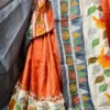 Orange Blossom Pure Tussar Silk Fusion Kantha Embroidered Saree