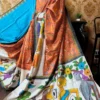 Rustic Fusion Pure Tussar Silk Abstract Kantha Embroidered Saree