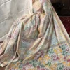 Utsavi Beige Pure Tussar Silk Kantha Embroidered Saree
