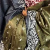 Aasna Green Pure Tussar Silk Kantha Embroidered Saree