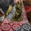 Aasna Green Pure Tussar Silk Kantha Embroidered Saree