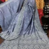 Elegant Grey Pure Tussar Silk Gujrati Embroidered Saree