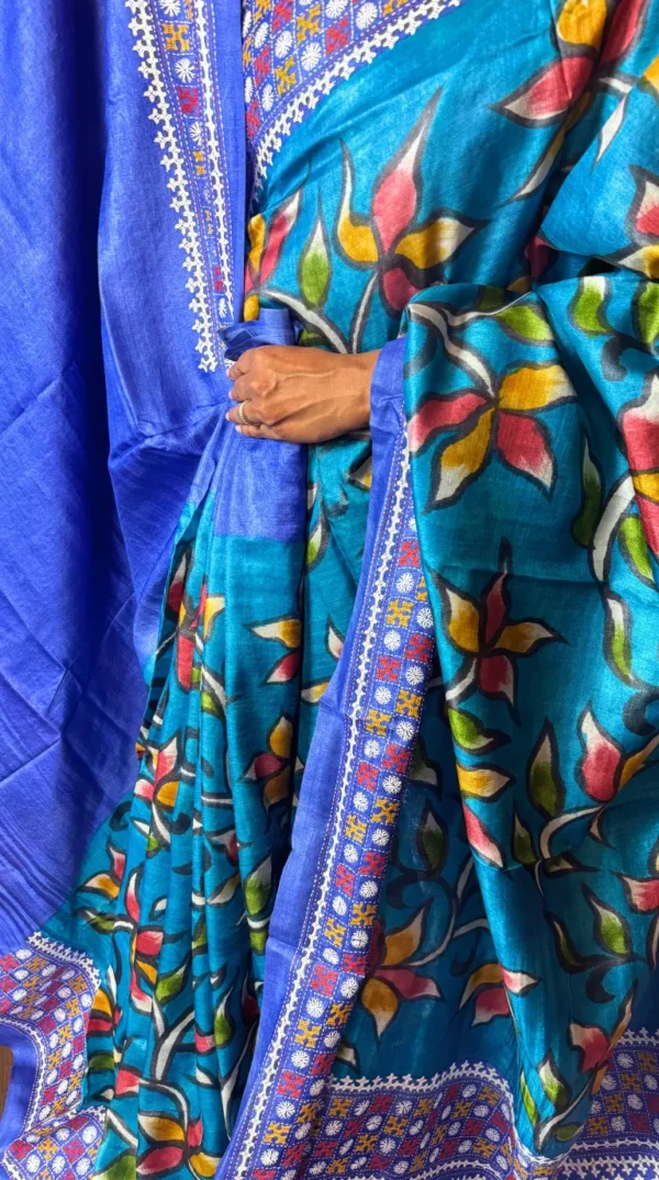 Areema Fusion Pure Tussar Silk Gujrati Embroidered Saree