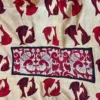 Red Appliques Pure Tussar Silk Kantha Embroidered Saree