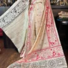 Trisha Beige Pure Tussar Silk Kantha Embroidered Saree