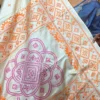 Vibrant Beige Pure Tussar Silk Fusion Kantha & Gujrati Embroidered Saree
