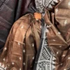 Chandrima Brown Pure Tussar Silk Kantha Embroidered Saree
