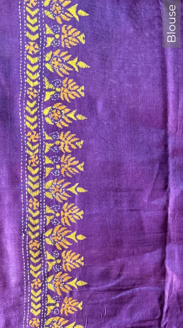 Jayshree Pure Tussar Silk Kantha Embroidered Saree