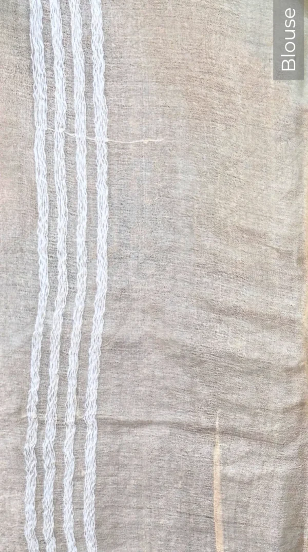 Enakshi Beige Pure Tussar Silk Kantha Embroidered Saree