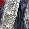 Blooming Grey Pure Tussar Silk Kantha Embroidered Saree