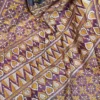 Midnight Grace Pure Tussar Silk Kantha Embroidered Saree