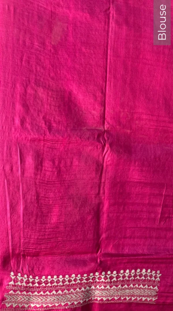 Alishaa Pink Kantha Embroidered Bangalore Silk Saree