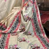 Soft Beige Pure Tussar Silk Kantha Embroidered Saree