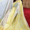 Maansi Beige Pure Tussar Silk Kantha Embroidered Saree