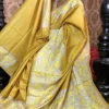 Kanika Yellow Pure Tussar Silk Kantha Embroidered Saree