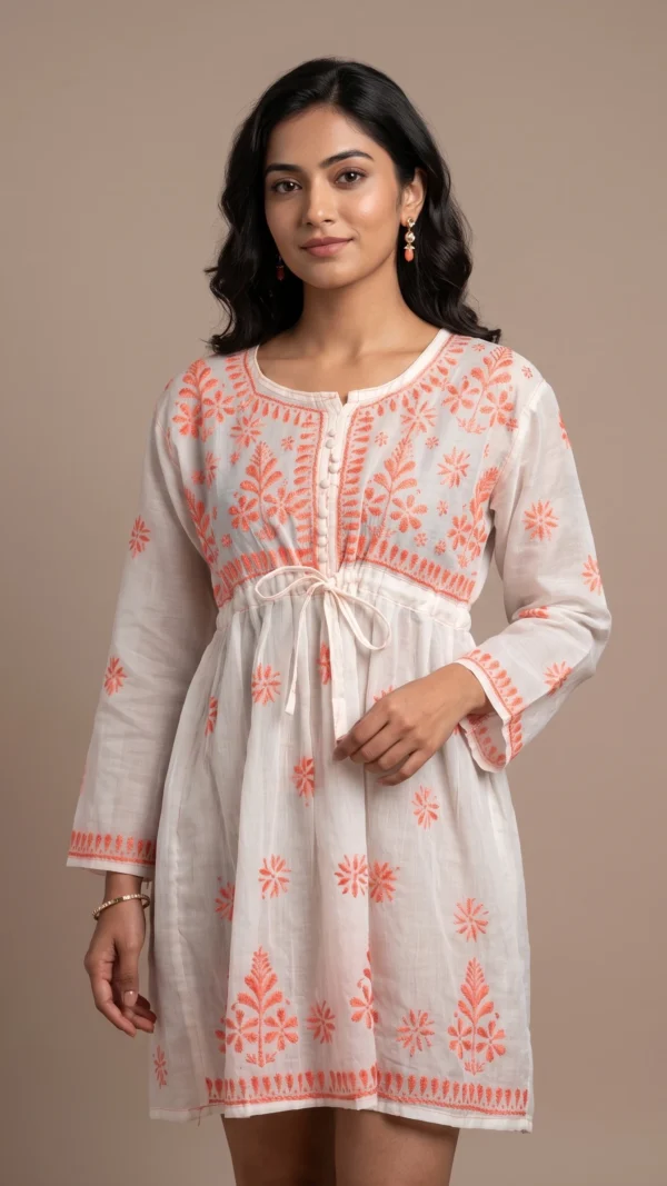 Aasna White Short Chikankari Kurta