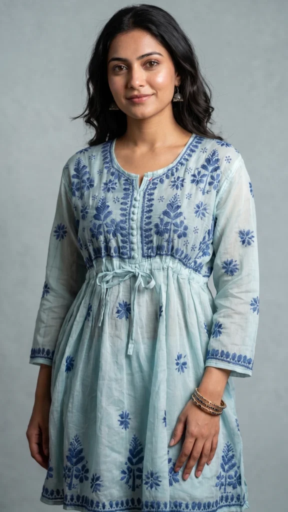 Reshma White Short Chikankari Kurta