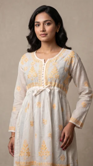 Suruchi White Short Chikankari Kurta