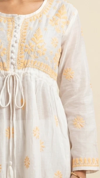 Devika White Short Chikankari Kurta