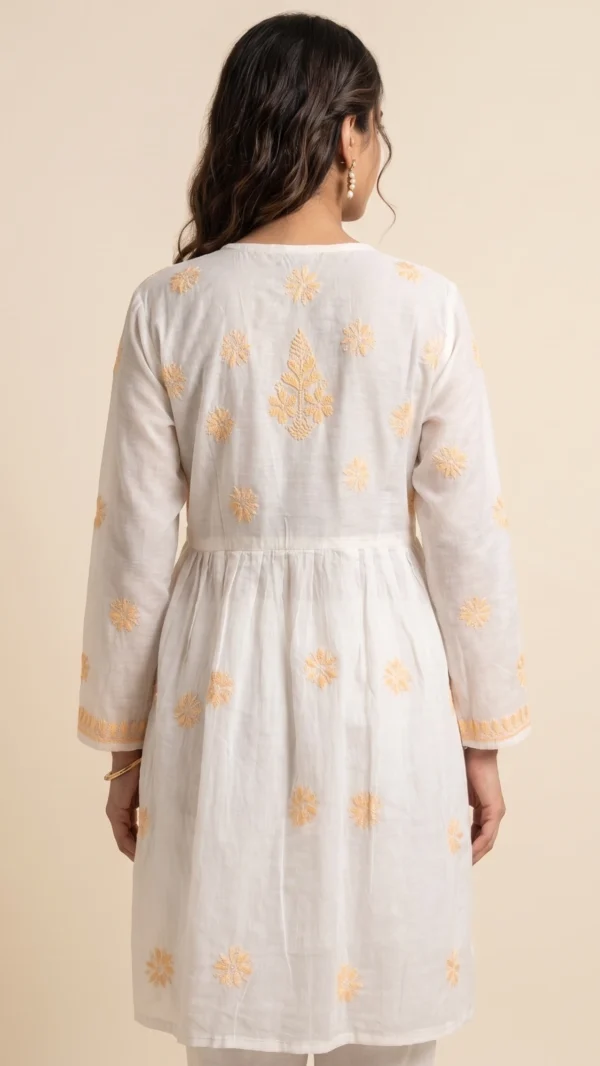 Devika White Short Chikankari Kurta