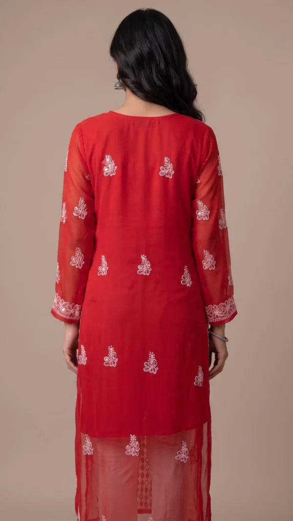Razia Red Chikankari Kurta