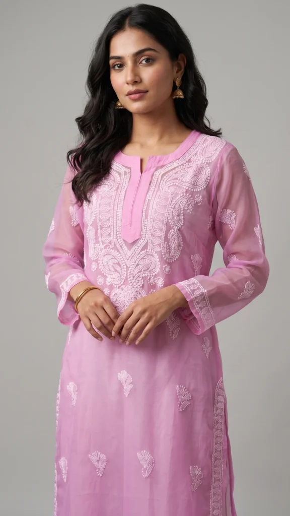 Aysha Pink Chikankari Kurta