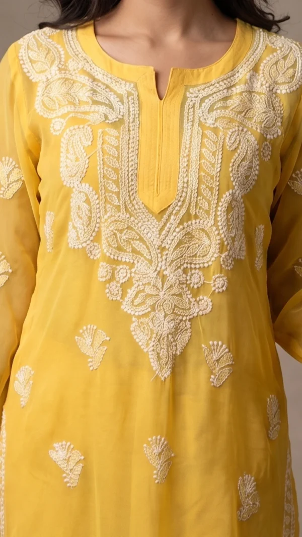 Kashvi Yellow Chikankari Kurta
